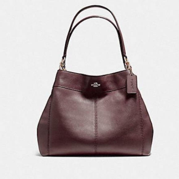 Coach pebble leather signature Lexi chain shoulder bag - oxblood - Picture 1 of 9